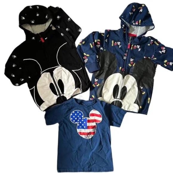 Hoodie Lot with Shirt- Disney Mickey Mouse Youth Size 5/6 Zip Sweatshirt NWT - Picture 1 of 11